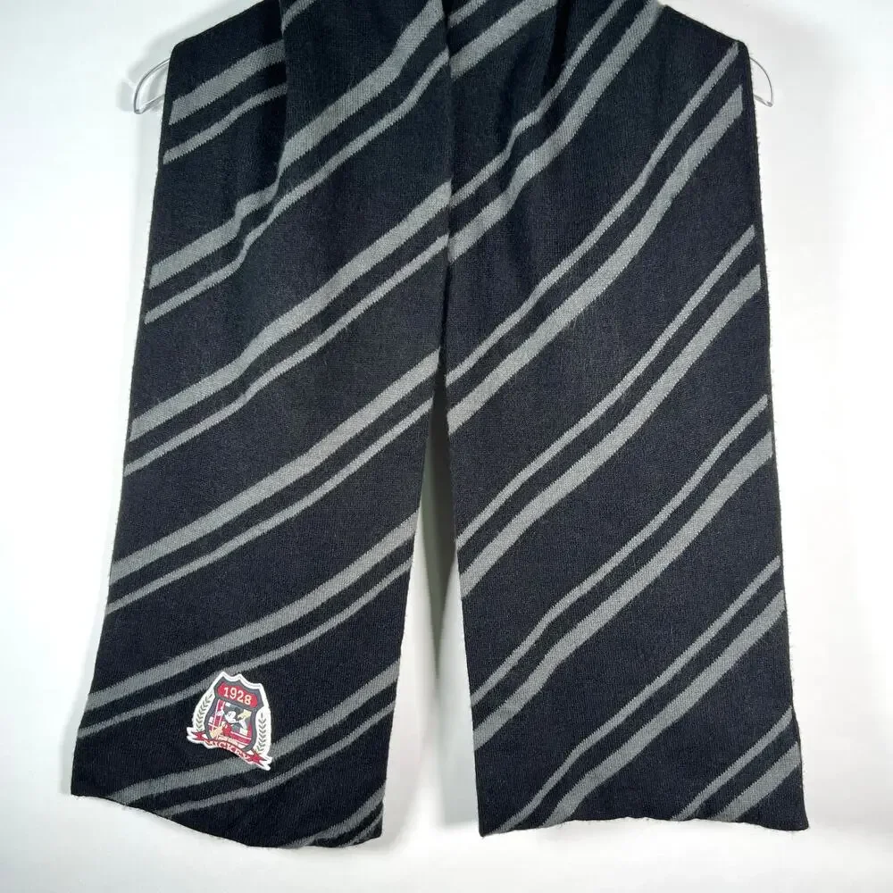 Mickey Mouse 1928 Disney Striped Scarf Wrap Neck Warmer Knitted Black Gray OS